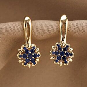 Earrings Blue Sapphire Cubic Zirconia Drop Earrings English Lock Classic Elegant